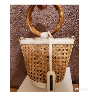 Vintage wicker and woven bucket bag